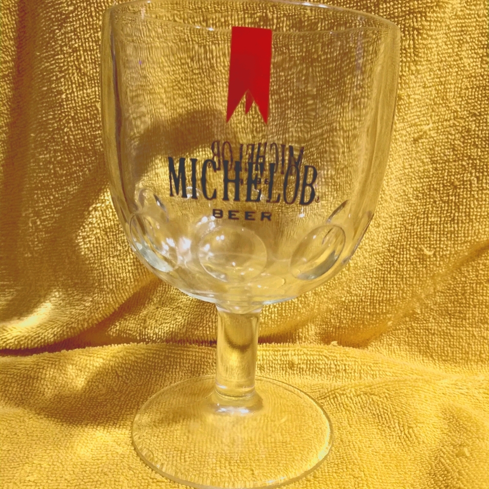 Vintage Michelob Beer Glass Thumbprint Goblet Stemmed
